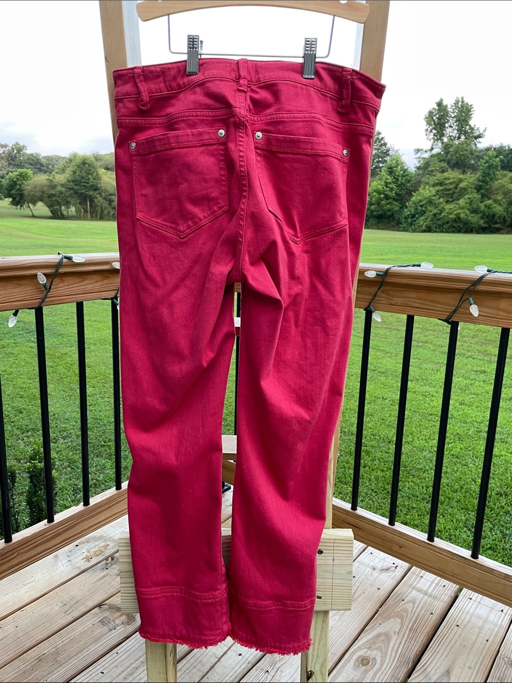 Women's Red Straight-Leg Jeans - Picture 2 of 3